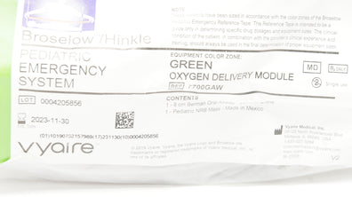 Vyaire 7700GAW Broselow/Hinkle PediatricOxygen Delivery Module Green (x)